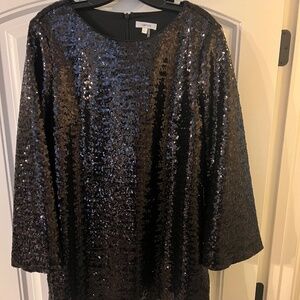 Tyler Boe, Black, Sparkle, Long Sleeve, Party Dress (Large)